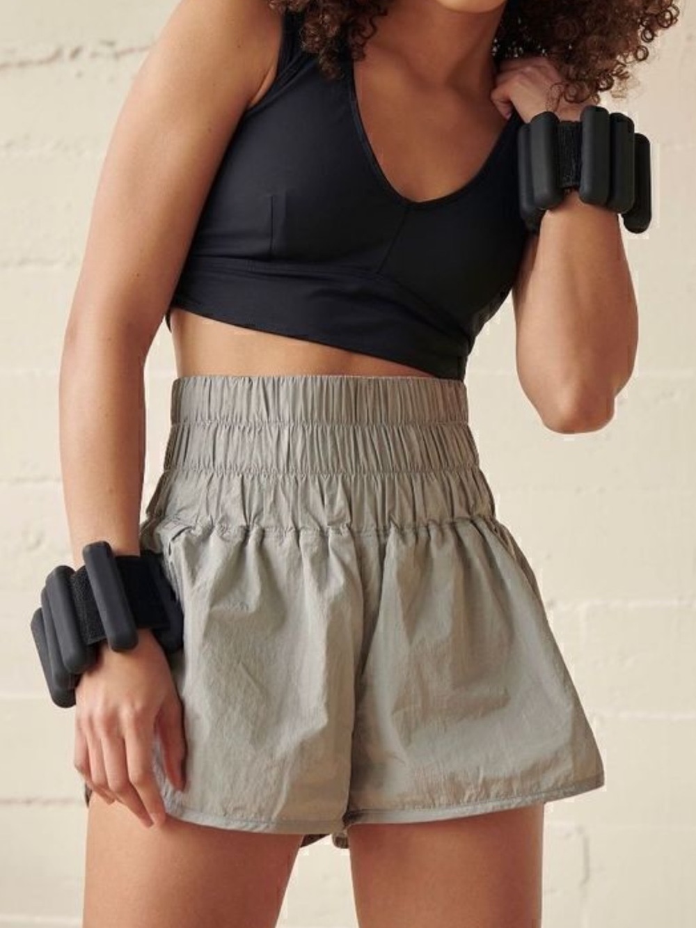 Free People Movement The Way Home Silver Athletic Shorts Womens Medium